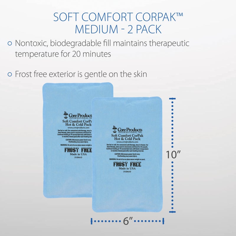 Core Products حزمة كور برودكتس سوفت كومفورت كورباك، حزمة العلاج الساخن والبارد بدون صقيع - 6" × 10"، مصنوعة في الولايات المتحدة الأمريكية - 2 حزمة - Image 5